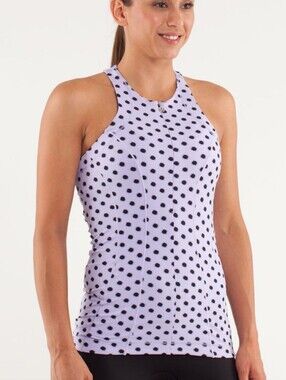 lululemon light lavender athletic tank with black dot